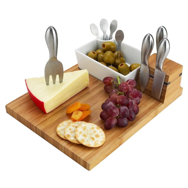 Picnic at Ascot Slate Cheese Board with Stainless Steel Tools