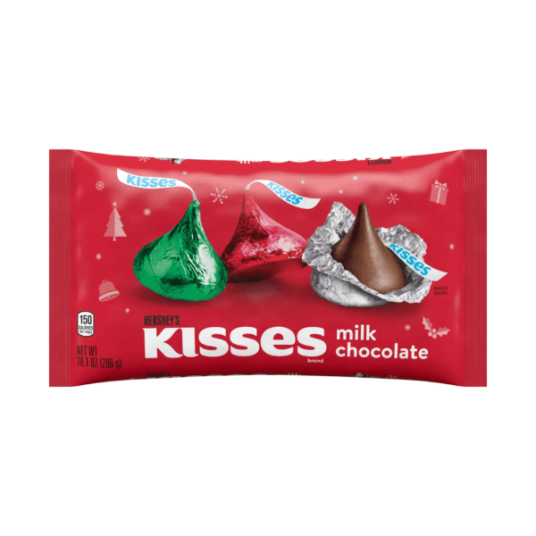 Hershey's Kisses Milk Chocolate Red, Green, Silver Foils