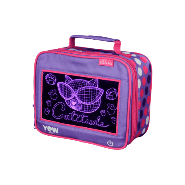 YEW Lunch Box Pop Lights Girls Cat PurPnk