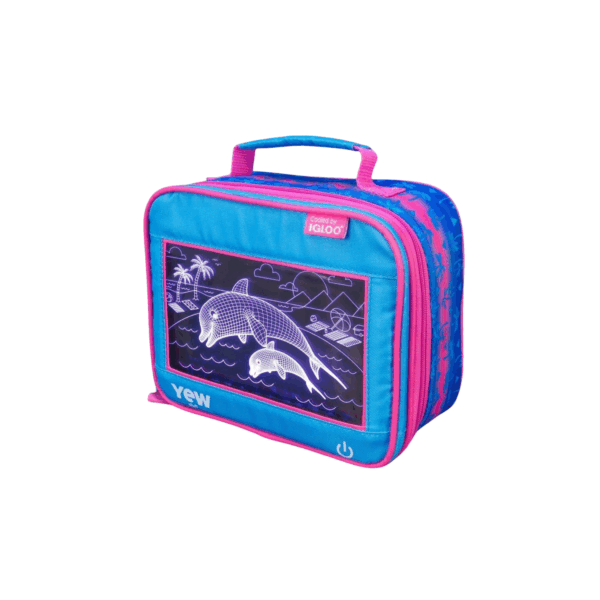YEW Lunch Box Pop Lights Girls Dolphin Hot Pink
