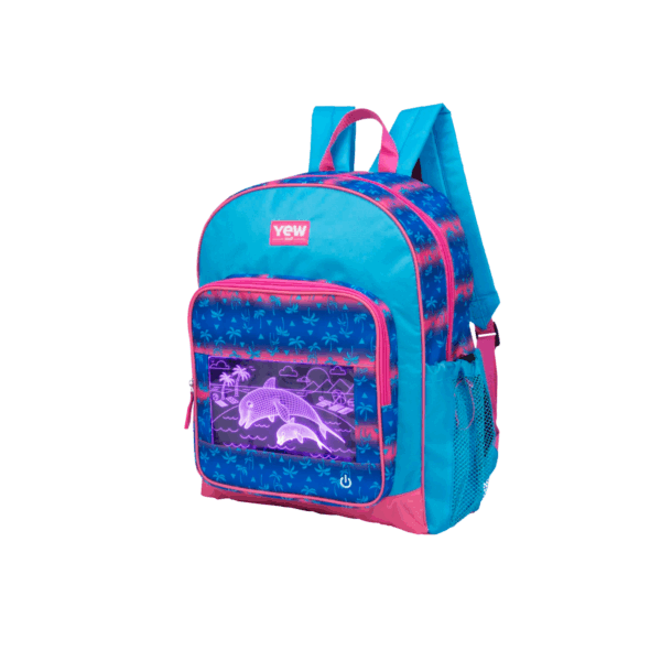 YEW Youth Back Pack Pop Lights Dolphin Hot Pink Blue