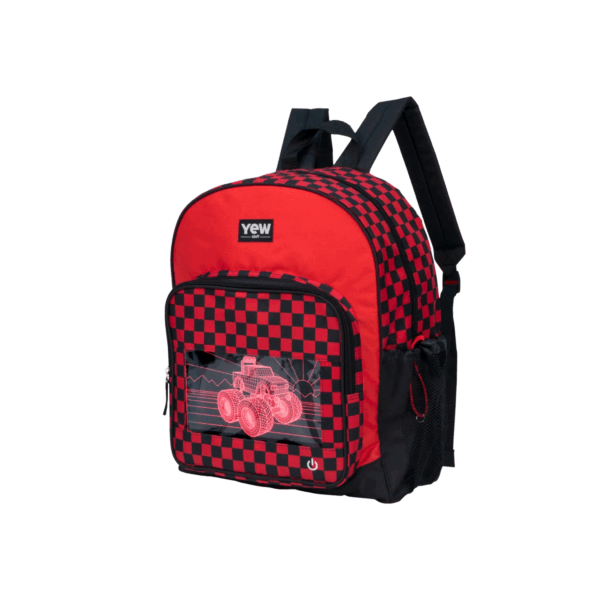 YEW Youth Back Pack Pop Lights Monster Red & Black
