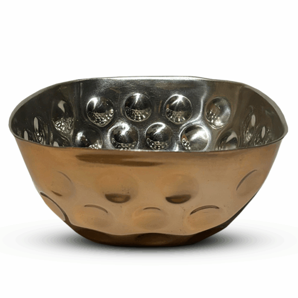 La Belle Maison 0201 SQUARE SALAD BOWL COPPER/DIMPL 16.50X8.50